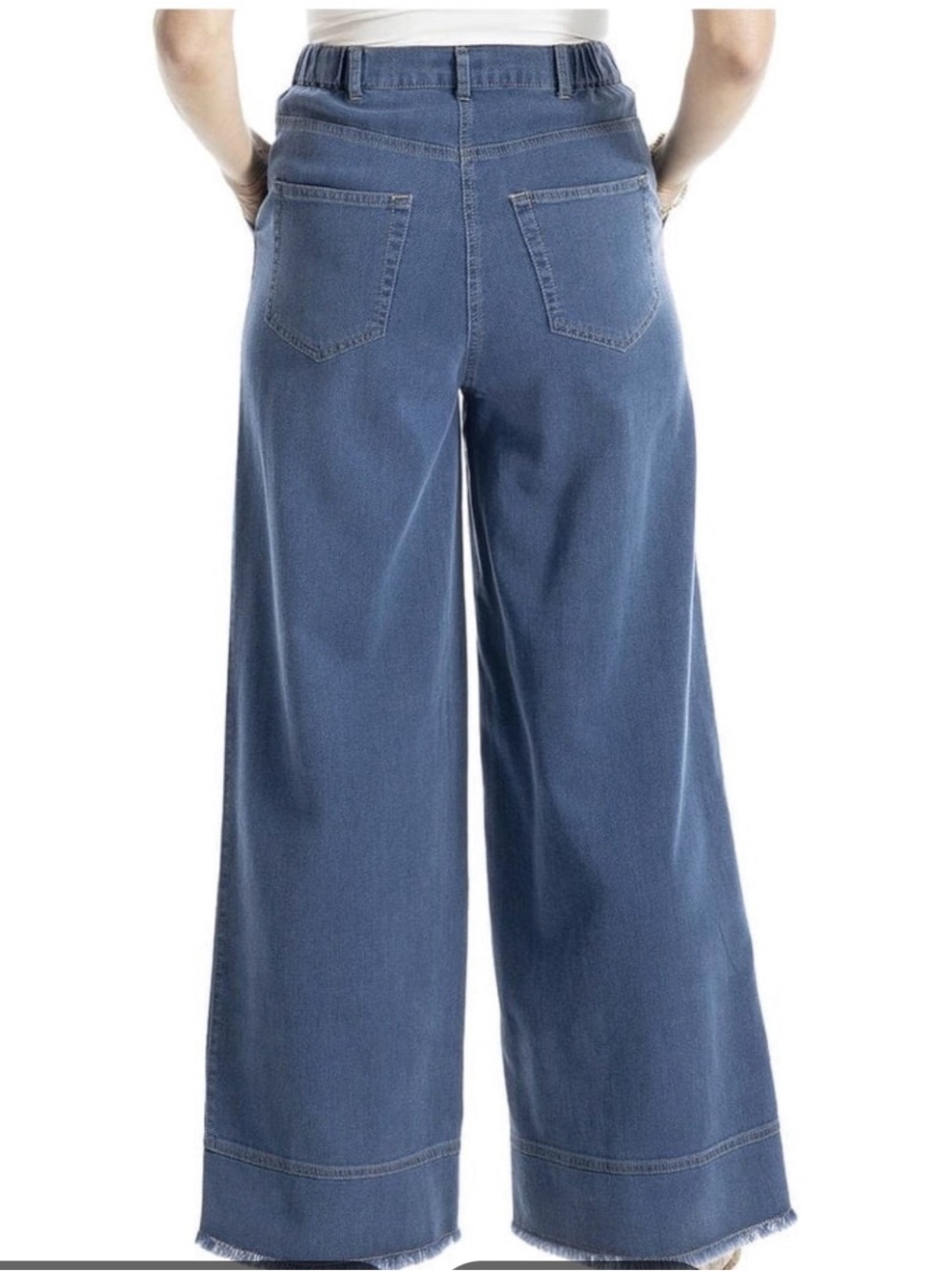 Max Studio Wide-Leg High-Rise trouser Jeans in Medium Blue